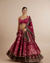 Mohey Women Maroon Art Silk Bridal Lehenga Set with Dupatta