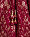 Mohey Women Maroon Art Silk Bridal Lehenga Set with Dupatta