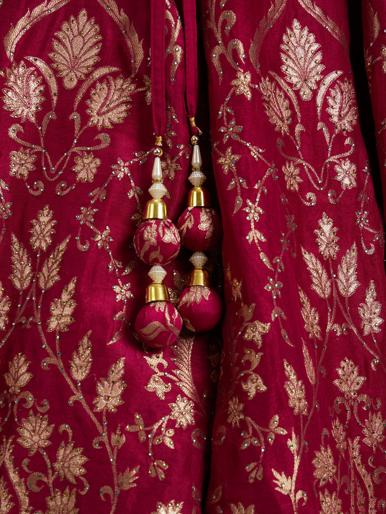 Mohey Women Maroon Art Silk Bridal Lehenga Set with Dupatta