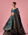 Mohey Women Indigo Blue Art Silk Lehenga with Hand Embroidery