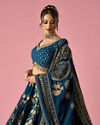 Mohey Women Indigo Blue Art Silk Lehenga with Hand Embroidery