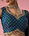 Mohey Women Indigo Blue Art Silk Lehenga with Hand Embroidery