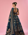 Mohey Women Indigo Blue Art Silk Lehenga with Hand Embroidery