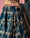Mohey Women Indigo Blue Art Silk Lehenga with Hand Embroidery
