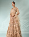 Mohey Women Beige Net Lehenga with Sequin Work