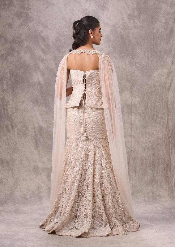 Twamev Women Creamy Elegance Women Lehenga