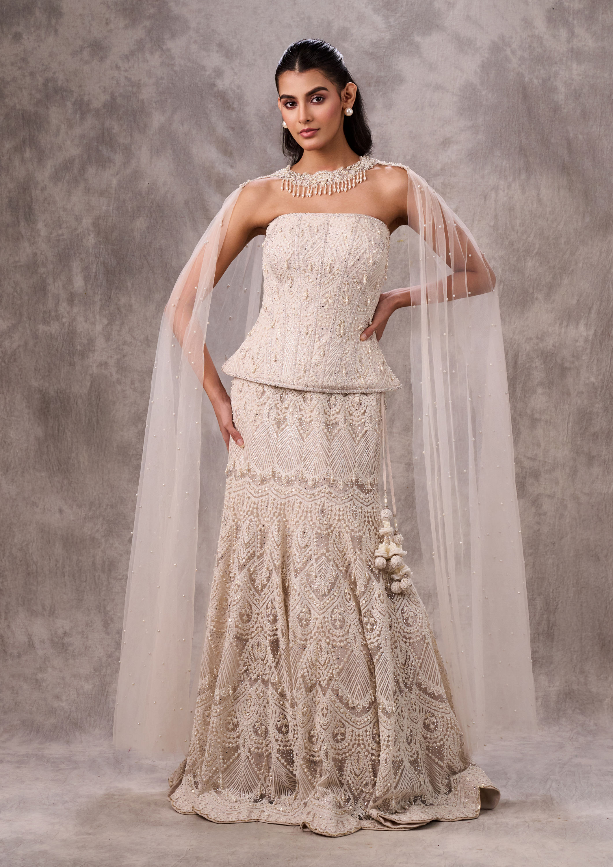 Twamev Women Creamy Elegance Women Lehenga