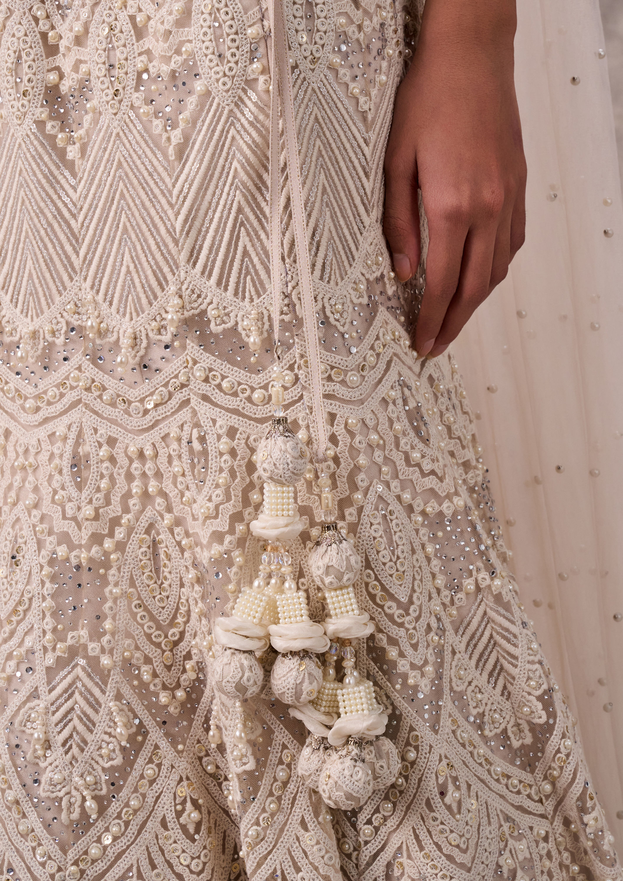 Twamev Women Creamy Elegance Women Lehenga