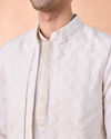 Manyavar Men Cream Georgette Elegance Kurta Jacket Set
