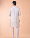 Manyavar Men Cream Georgette Elegance Kurta Jacket Set