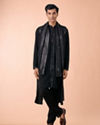 Black Elegance Georgette Satin Kurta Jacket Set