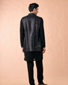 Manyavar Men Black Elegance Georgette Satin Kurta Jacket Set