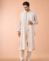 Manyavar Men Ethereal Cream Kurta Jacket Set