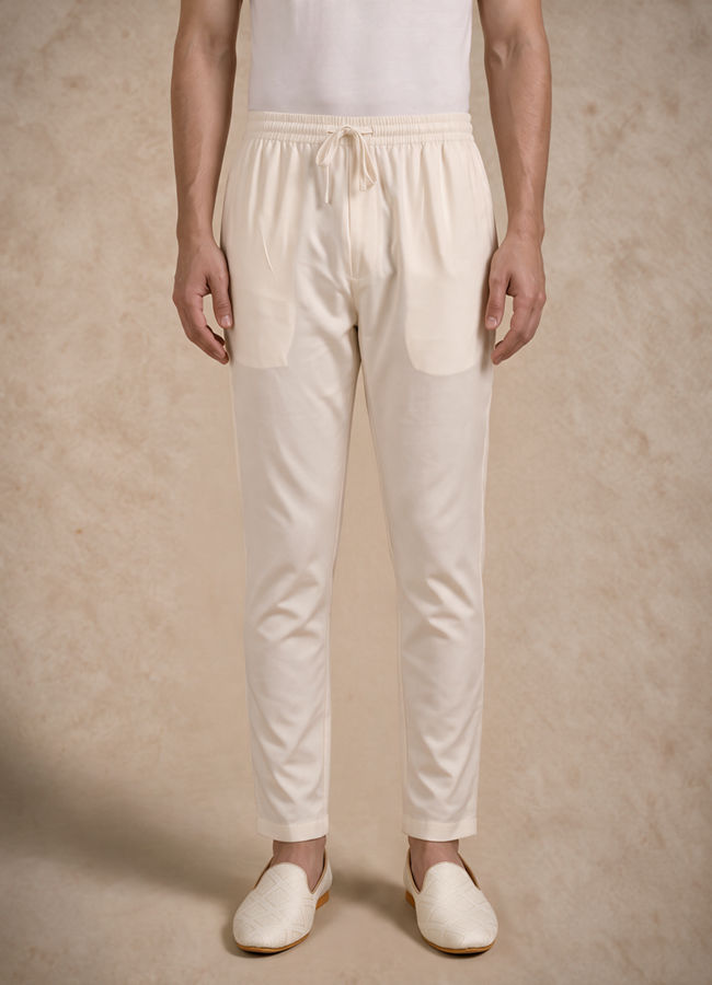 Manyavar Men Cream Silk Kurta Jacket Set with Thread Embroidery
