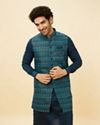 Teal Blue Luxe Kurta Jacket Set image number 0