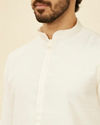 Manyavar Men Warm White Bel Buti Patterned Kurta Jacket Set