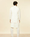 Manyavar Men Warm White Bel Buti Patterned Kurta Jacket Set