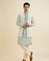 Manyavar Men Light Blue Elegance Kurta Jacket Set image number 3