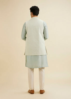 Manyavar Men Light Blue Elegance Kurta Jacket Set image number 6