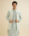 Manyavar Men Light Blue Elegance Kurta Jacket Set