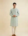 Manyavar Men Light Blue Elegance Kurta Jacket Set image number 4