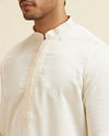 Manyavar Men Cream Self Patterned Jacket Set
