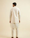 Manyavar Men Cream Self Patterned Jacket Set