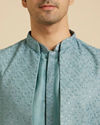 Manyavar Men Light Blue Buta Embroidered Jacket Set with Sequins Work