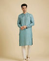 Manyavar Men Light Blue Buta Embroidered Jacket Set with Sequins Work