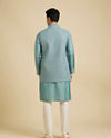 Manyavar Men Light Blue Buta Embroidered Jacket Set with Sequins Work