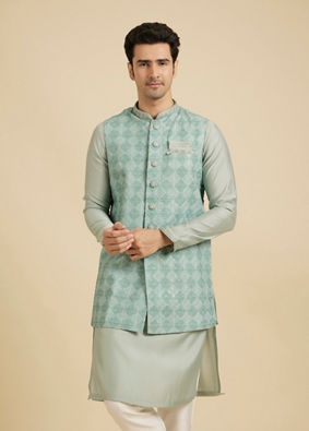 Manyavar Men Emerald Elegance Kurta Jacket Set