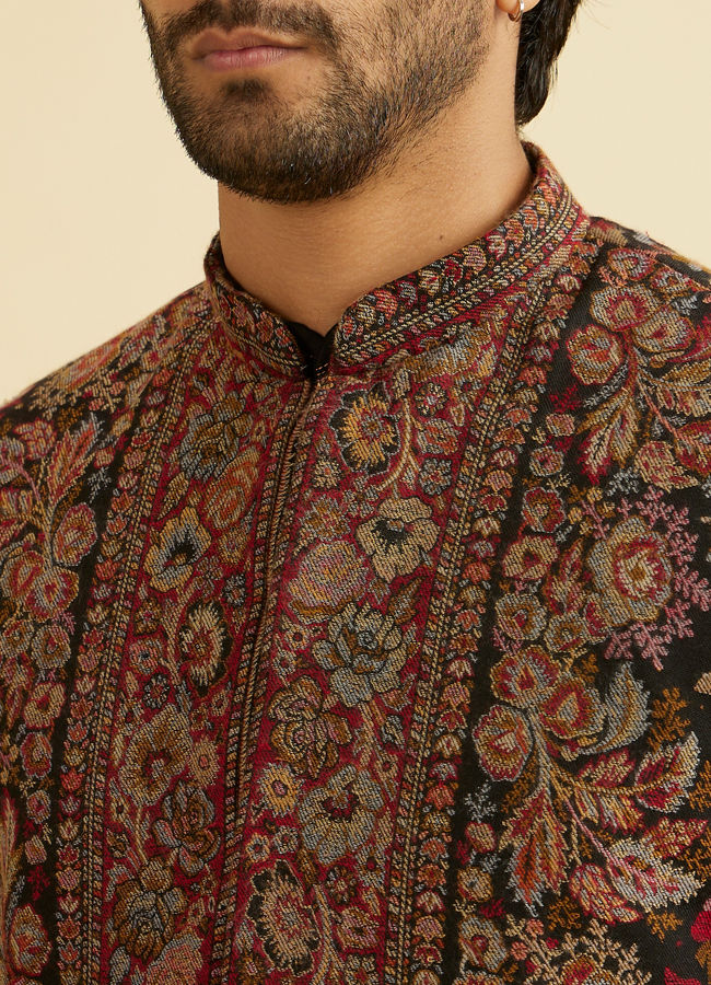 Manyavar Men Black Enigmatic Kurta Jacket Set