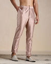 Manyavar Men Soft Pink Self Embroidered Indo Western Set