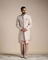 Manyavar Men Soft Pink Self Embroidered Indo Western Set