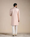 Manyavar Men Primrose Pink Jaal Patterned Indo Western Set