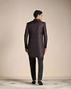 Manyavar Men Midnight Black Paisley Patterned Achkan Style Indo Western Set
