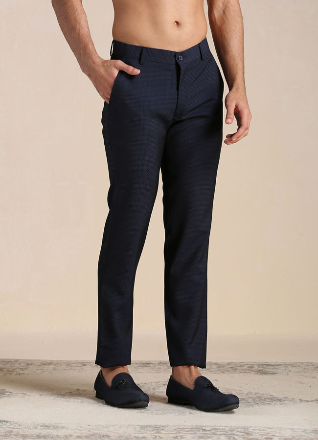 Manyavar Men Navy Blue Angrakha Style Indo Western Set