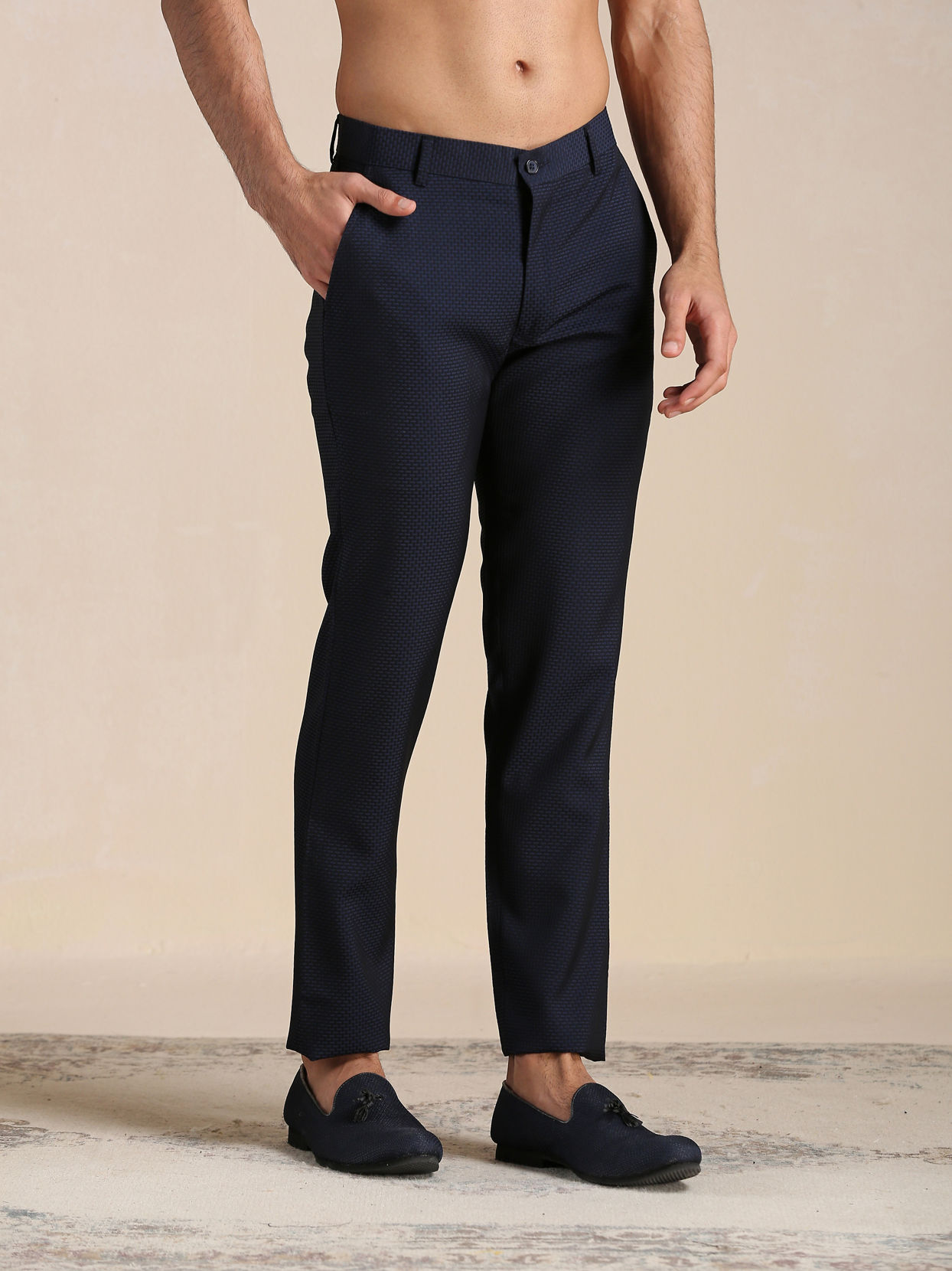 Manyavar Men Navy Blue Angrakha Style Indo Western Set