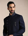 Manyavar Men Navy Blue Angrakha Style Indo Western Set image number 0