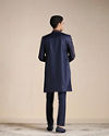 Manyavar Men Twilight Blue Floral Patterned Achkan Style Indo Western Set