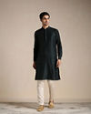 Manyavar Men Dark Forest Green Angrakha Style Indo Western Set