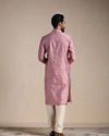 alt message - Manyavar Men Dusty Rose Pink Jacquard Patterned Kurta Set image number 4