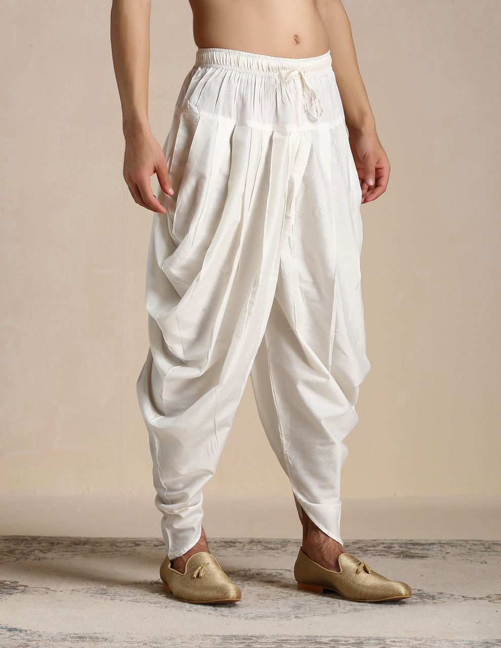 Manyavar Men Off White Medallion Patterened Brocade Indo Western Set