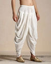 Manyavar Men Off White Medallion Patterened Brocade Indo Western Set