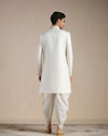 Manyavar Men Off White Medallion Patterened Brocade Indo Western Set
