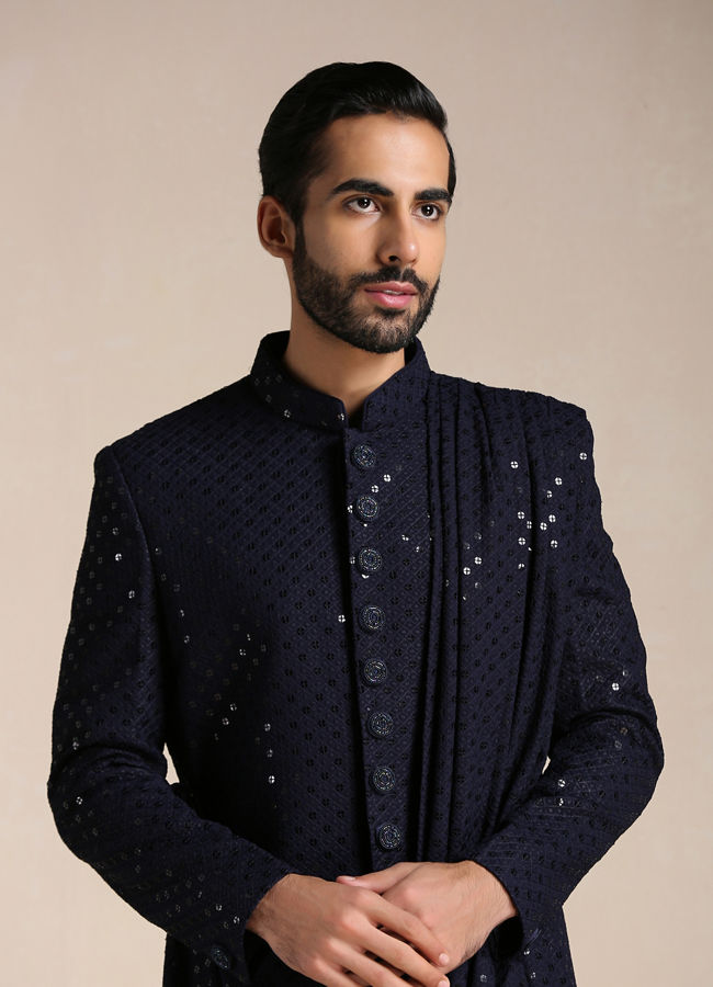 Manyavar indo hot sale western blue