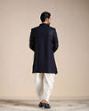 Manyavar Men Navy Blue Sequined Chikankari Indo Western Set