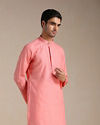 Coral Pink Mandarin Collared Kurta Set image number 0