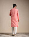 Manyavar Men Coral Pink Mandarin Collared Kurta Set