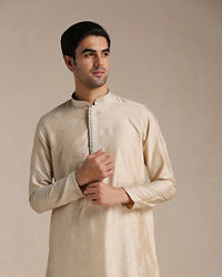 Manyavar Men Rose Beige Motif Kurta Set